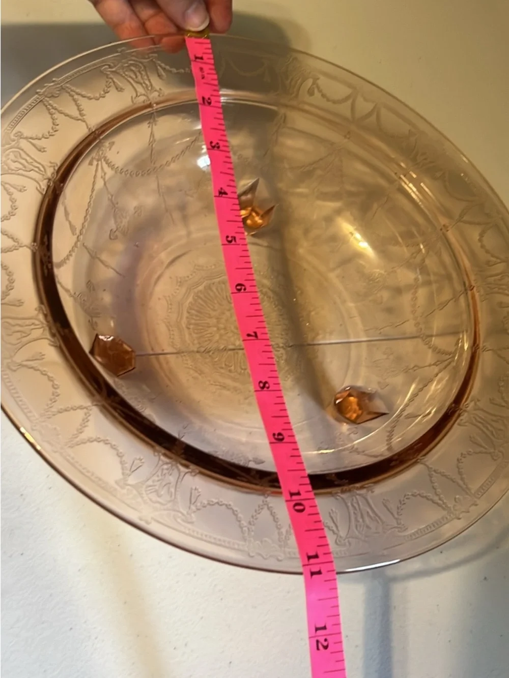Hocking Pink Depression Glass Cameo Pattern Footed bowl